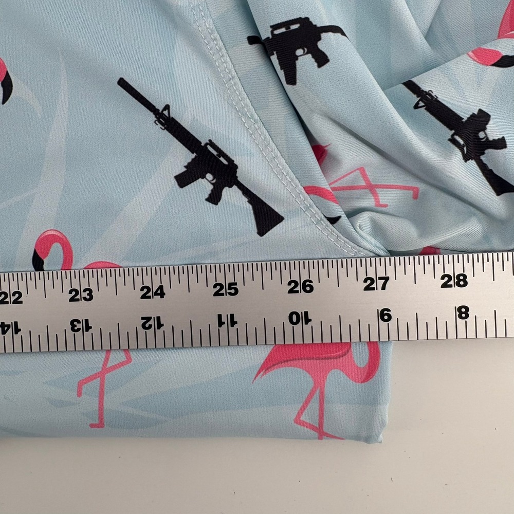 Eagle Six Gear Mens 2XL Flamingo Rifle Polo Shirt Light Blue Tactical Tropical - Picture 5 of 7